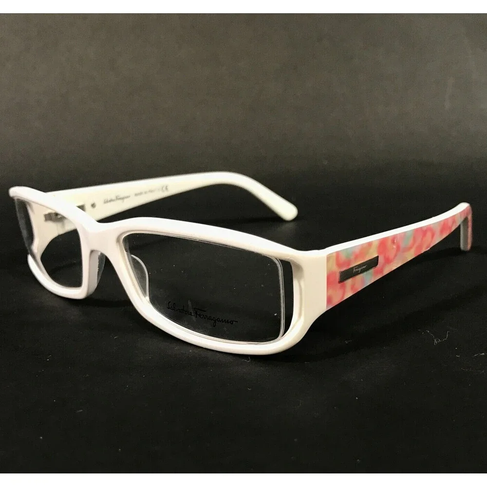 Salvatore Ferragamo Eyeglasses Frames 2673 677 White Pink Abstract 51-17-130